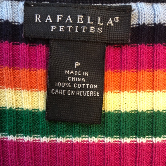 Rafaella Petite Stripe Sweater V neck - Picture 2 of 3